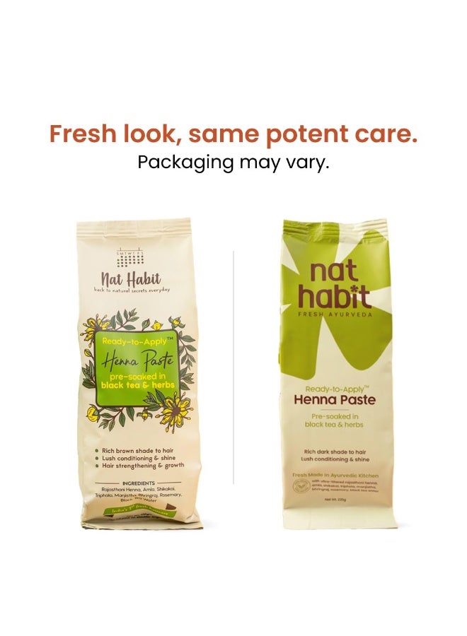 Nat Habit Henna Paste, Pre-Soaked in Black Tea and Herbs,100% Natural Rajasthani Henna, (Pack of 4 x 220g) - Image 2